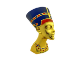 Gold-tone Nefertiti bust, museum reproduction, front view
