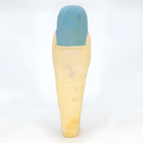 Close-up detail of the limestone ushabti museum reproduction's painted pigment finish