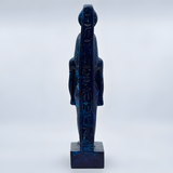 Hathor statue with lapis-tone finish, museum reproduction, back view