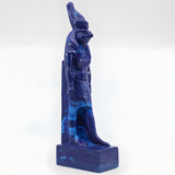 Egyptian Horus Falcon God statue, museum reproduction, close-up of lapis lazuli detail