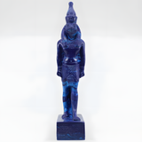 Egyptian Horus Falcon God statue, museum reproduction, base detail