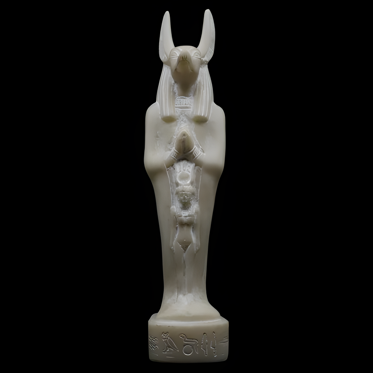 Hand-carved alabaster Anubis statue, museum reproduction, front view