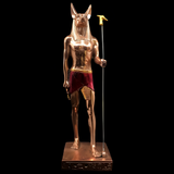 Handmade copper Anubis statue, museum reproduction, front view