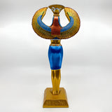 Black and gold Isis statue, museum reproduction, full figure on display