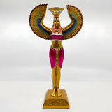 Black and gold Isis statue, museum reproduction, close-up of gold detailing