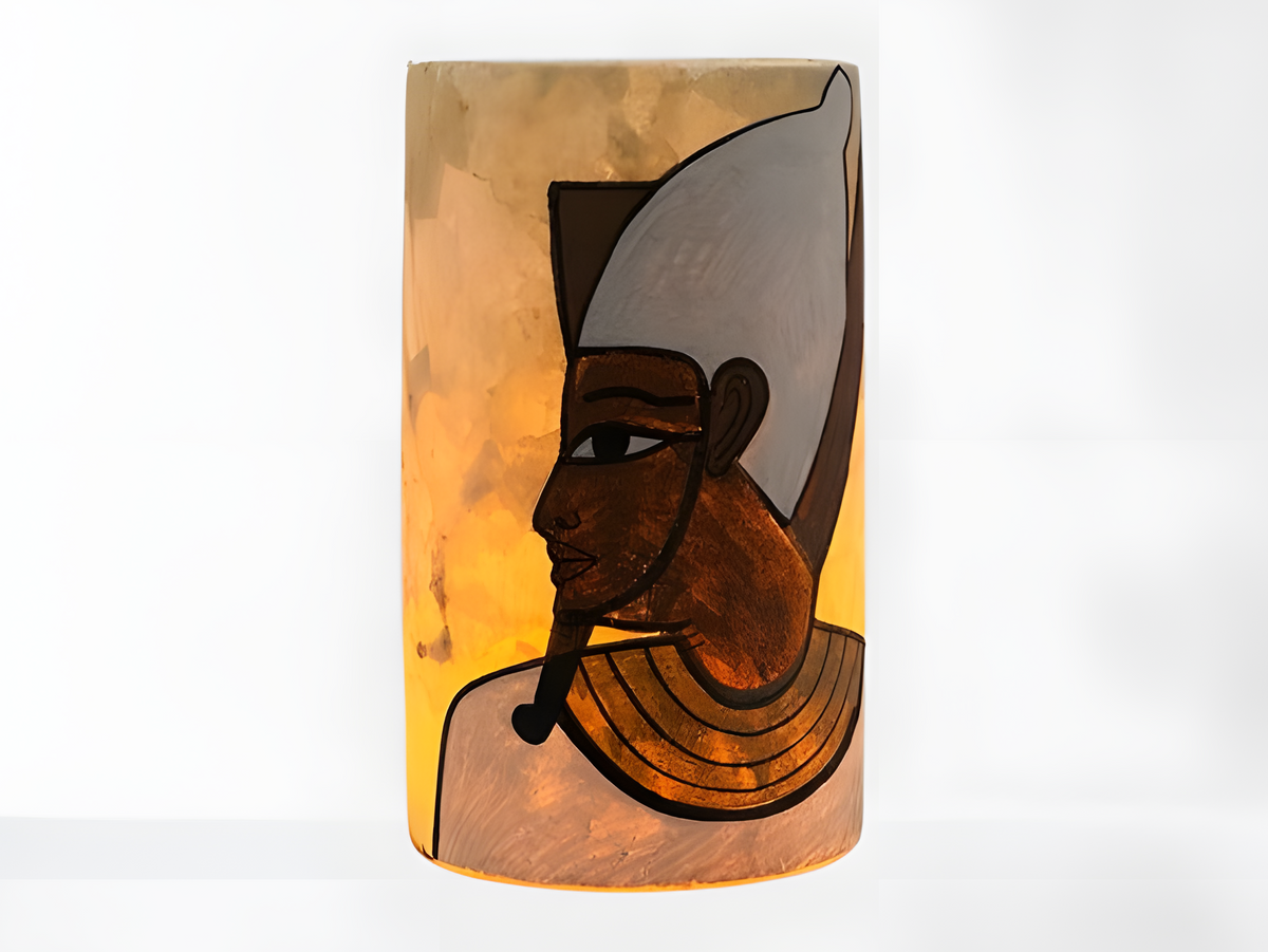 Handmade alabaster vase inspired by the era of Thutmose I, front view