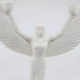 Alabaster Isis candle holder statue, museum reproduction, side profile view