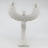 Alabaster Isis candle holder statue, museum reproduction, close-up of carved face