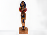 Handmade copper King Tut coffin statue, museum reproduction, front view