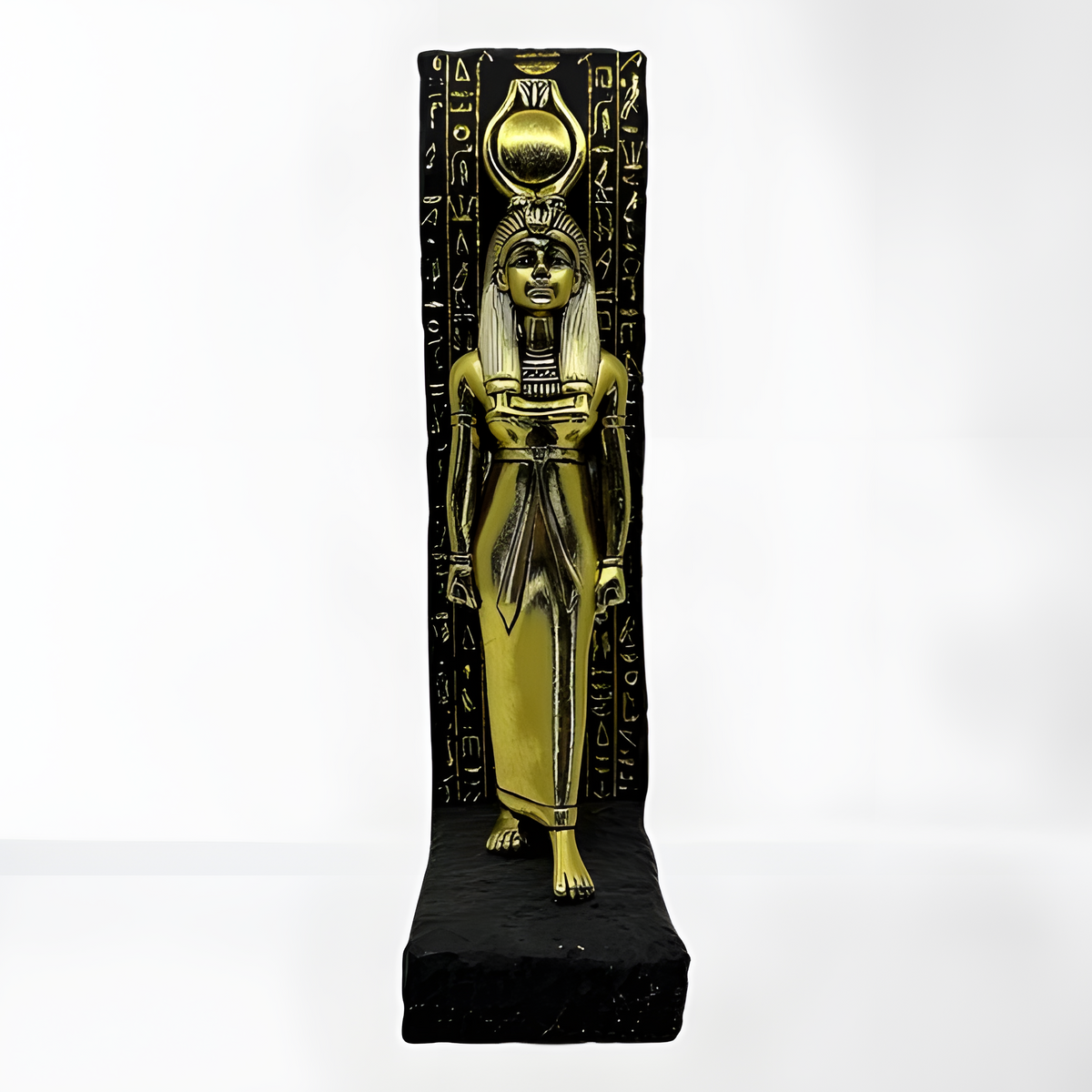 Hand-painted Hathor statue, museum reproduction, front view