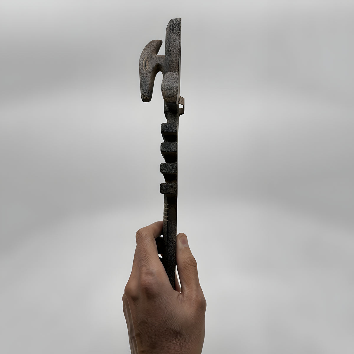 Stone Ankh sculpture, hand-carved detail