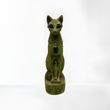 Green Bastet statue, museum reproduction, front view