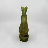 Green Bastet statue museum reproduction, displayed as home decor