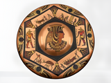 Handcrafted copper wall plate depicting Cleopatra and Anubis, museum reproduction