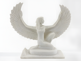 Hand-carved alabaster winged Isis statue, museum reproduction