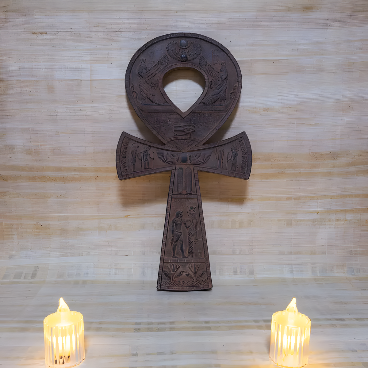 Handmade Egyptian Ankh sculpture, museum reproduction, front view