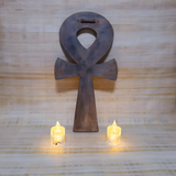Egyptian Ankh sculpture, museum reproduction, close-up detail