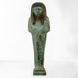 Handmade Egyptian ushabti statue, museum reproduction, stone figurine front view