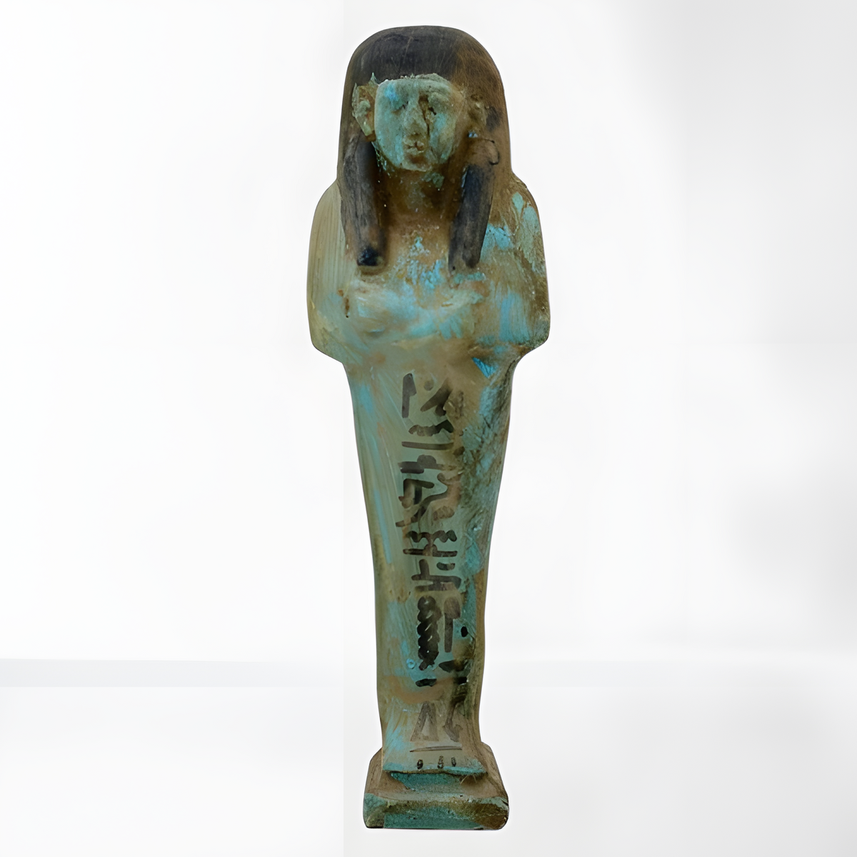 Handmade Egyptian ushabti statue, museum reproduction, stone figurine front view