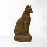 Bastet cat statue, museum reproduction, stone figurine front view