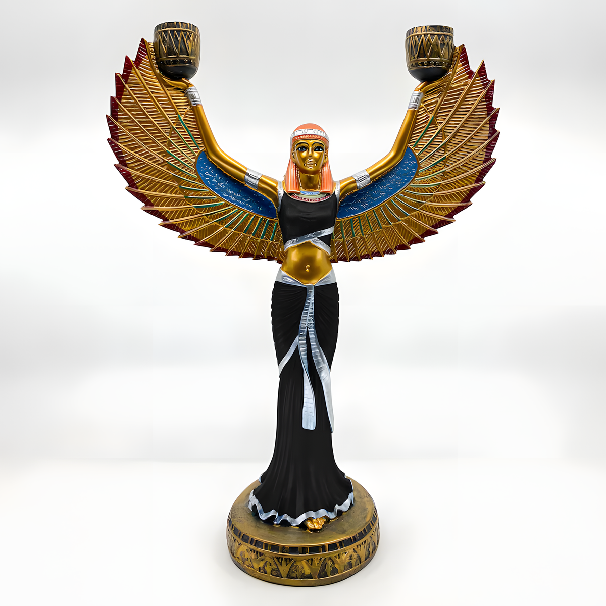 Isis statue museum reproduction showing the candle holder detail
