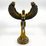 Isis statue with candle holder museum reproduction, three-quarter view