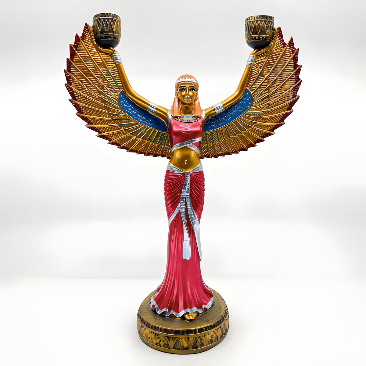 Isis candle holder statue museum reproduction, top view of the candle holder