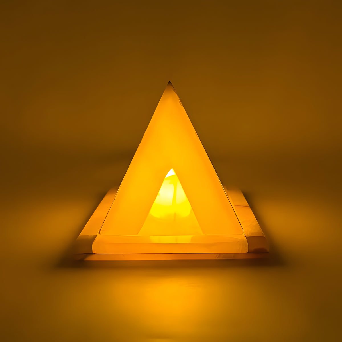 Alabaster pyramid candle holder museum reproduction, top view