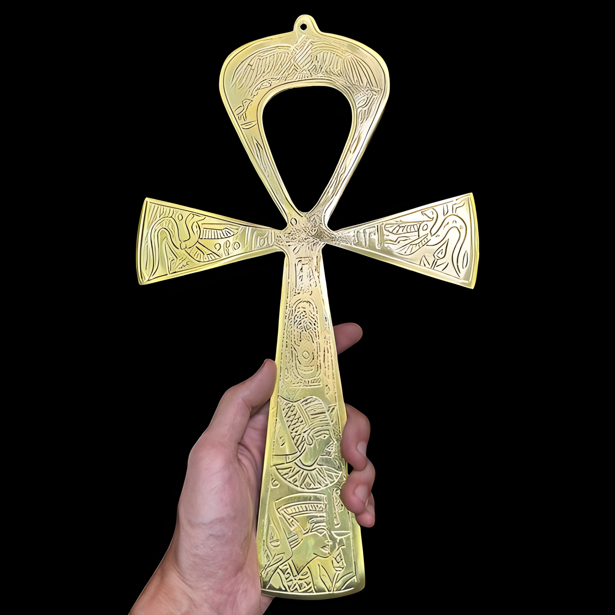Handmade brass Ankh, museum reproduction, front view