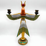 Winged Isis candle holder statue, museum reproduction — detail of the goddess figure