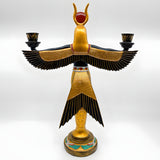 Winged Isis candle holder statue, museum reproduction — view of the candle holder
