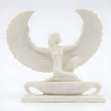 Alabaster Isis statue, museum reproduction — front view of the hand-carved goddess