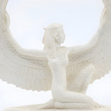 Alabaster Isis statue, museum reproduction — side view of the sculpture