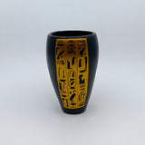 Polystone canopic jar set, museum reproduction — detail of Imsety and Hapy jar lids