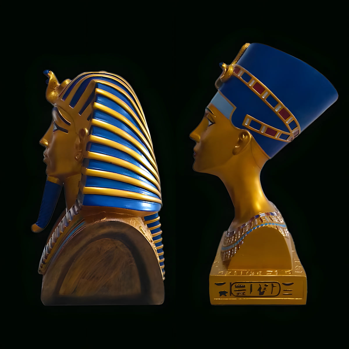 Handmade Tutankhamun mask statue museum reproduction from the two-piece Egyptian set
