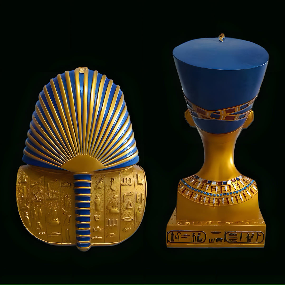 Handmade Queen Nefertiti bust museum reproduction from the two-piece Egyptian set