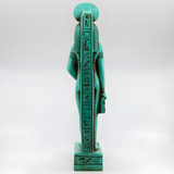 Blue Sekhmet statue museum reproduction, top view