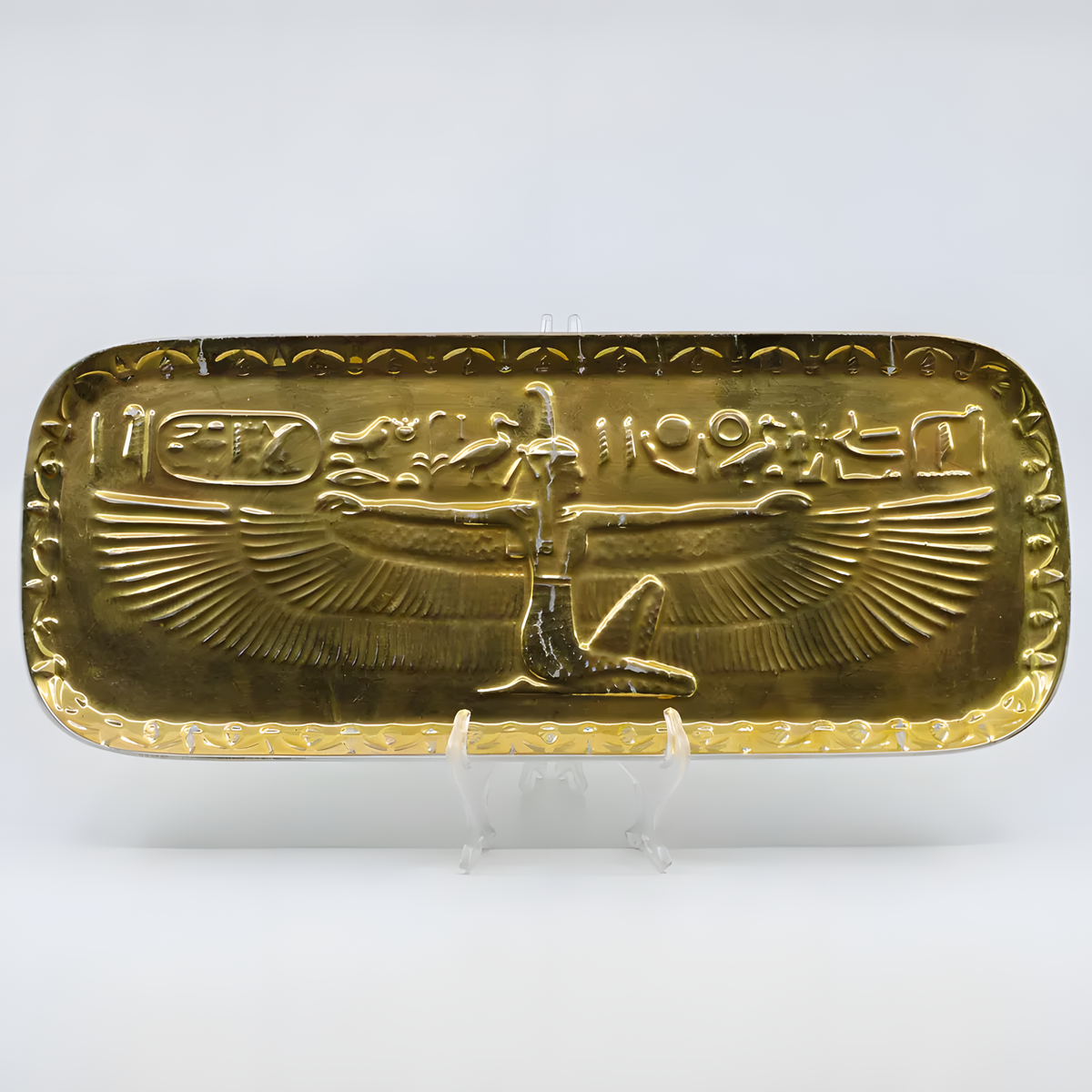 Handmade ceramic Maat tray, museum reproduction — full tray, front view