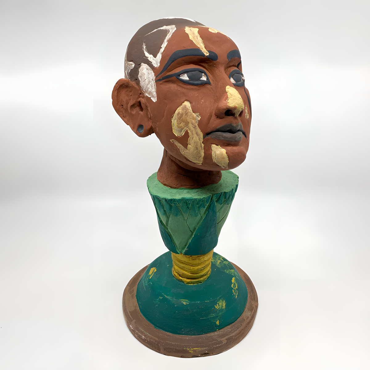 Nefertem bust museum reproduction showing the lotus blossom base, angled view