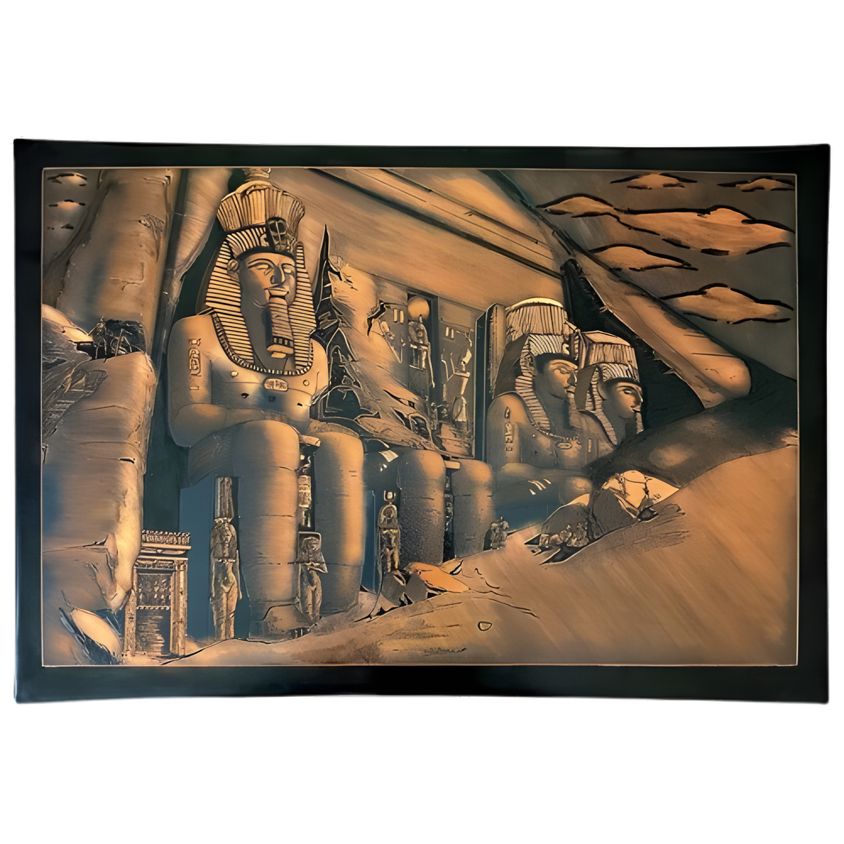 Abu Simbel temple copper wall art replica, hand-engraved museum reproduction