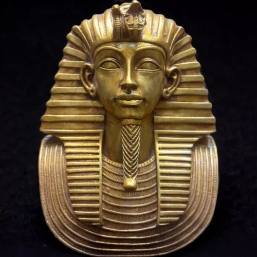 Gold-Leafed Tutankhamun Head Statue - Handcrafted Egyptian Sculpture