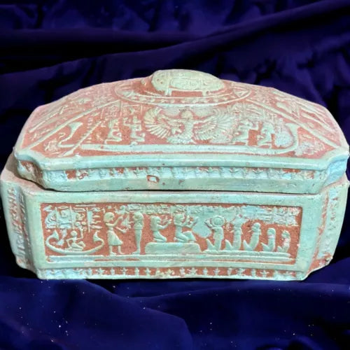 Ancient Egyptian Handcrafted Jewelry Box - Pharaonic Stone Artifact