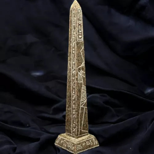 Handcrafted Sun God Ra Obelisk - Authentic Egyptian Granite Statue