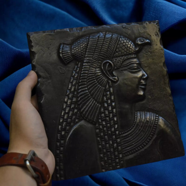 Authentic Queen Cleopatra Stone Plaque - Egyptian Antique Artifact