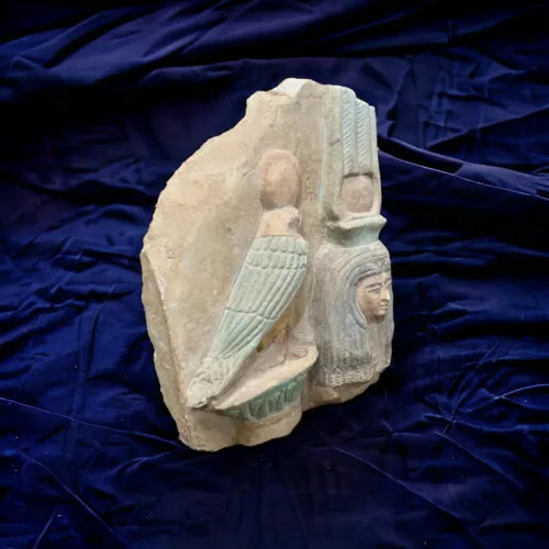 Ancient Egyptian Pharaonic Wonders: Hathor and Horus Stone Figurine