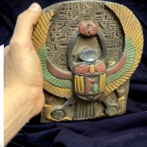 Ancient Egyptian Scarab Wall Relief | Authentic Stone Carving