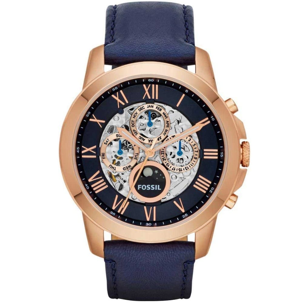 Fossil Grant ME3029 Watch – Navy Blue Dial and Matching Leather Strap