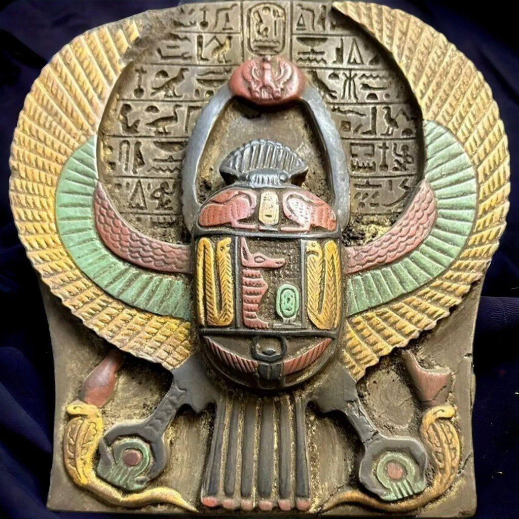 Ancient Egyptian Scarab Wall Relief | Authentic Stone Carving