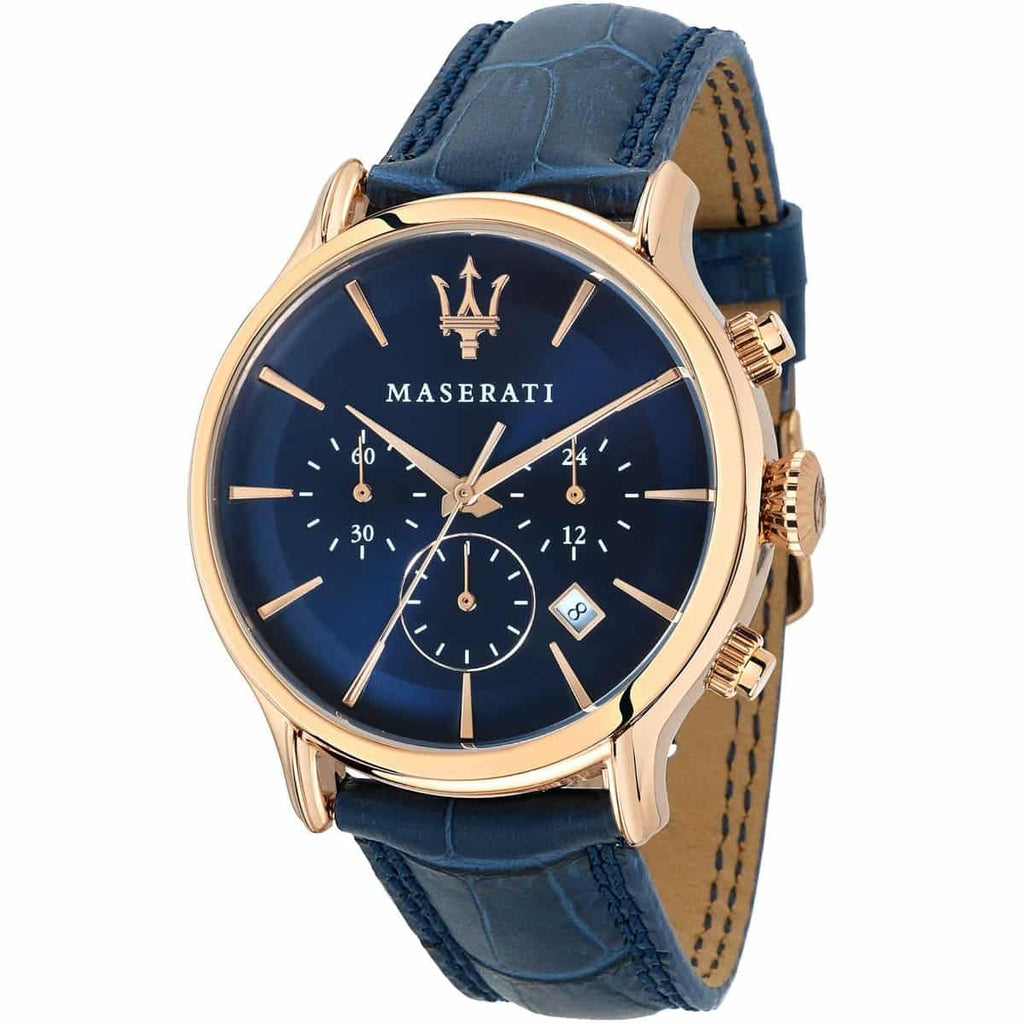 Maserati Epoca Men's Watch R8871618007 - Blue Dial and Leather Strap