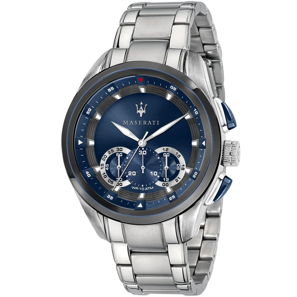 Maserati Traguardo Men's Watch R8873612014- Blue Dial with Silver Band